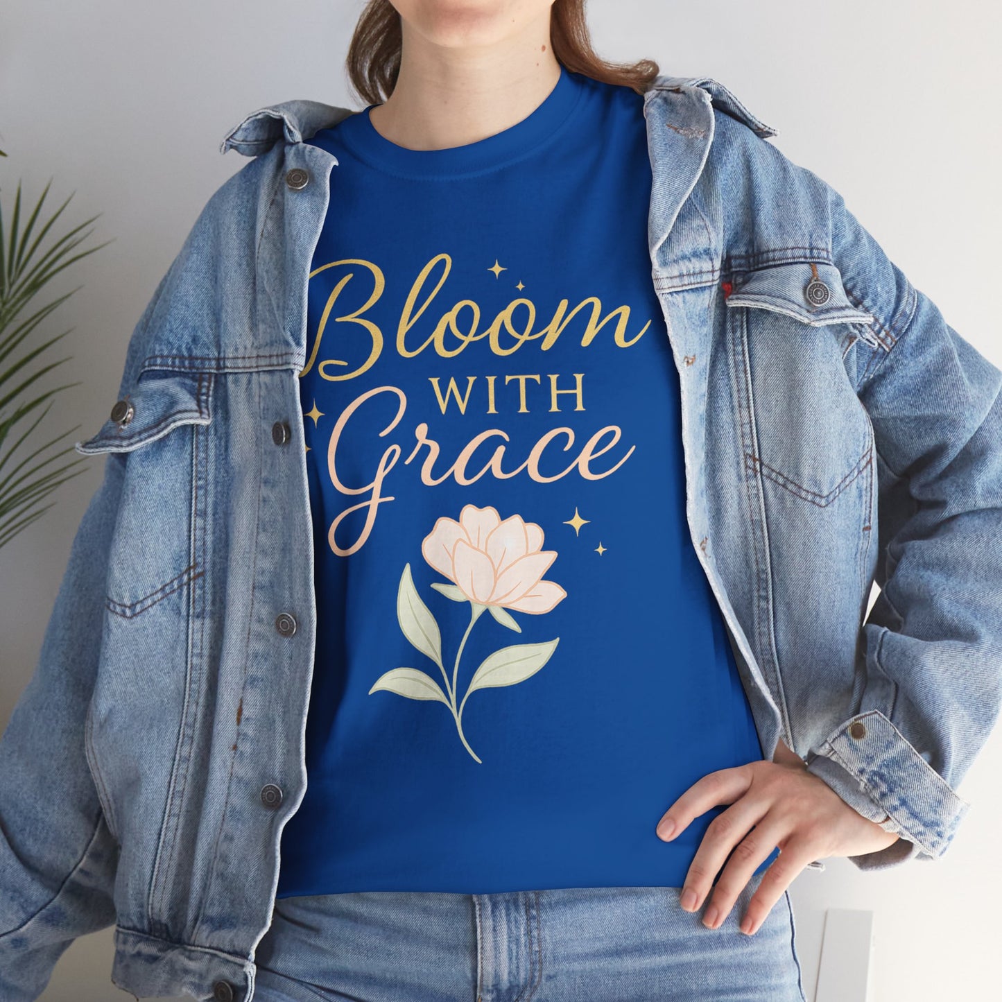Bloom with Grace Unisex Heavy Cotton Tee - Inspirational Floral Shirt