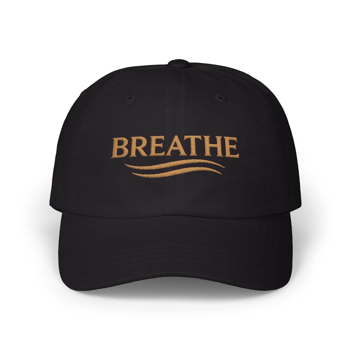 Breathe Embroidered Dad Cap — Relaxation White Baseball Hat