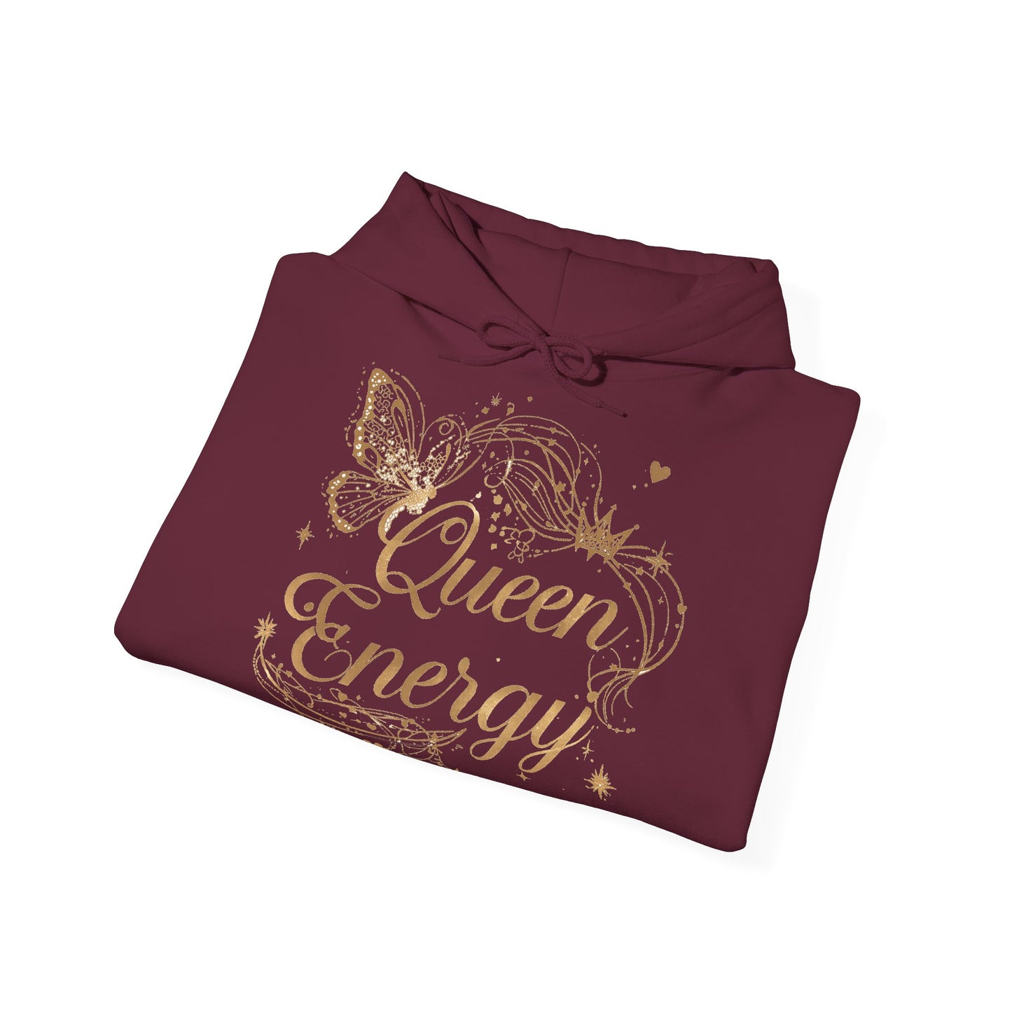 „Queen Energy“ Hoodie – Femininer Premium Kapuzenpullover mit Schmetterling & Sternen