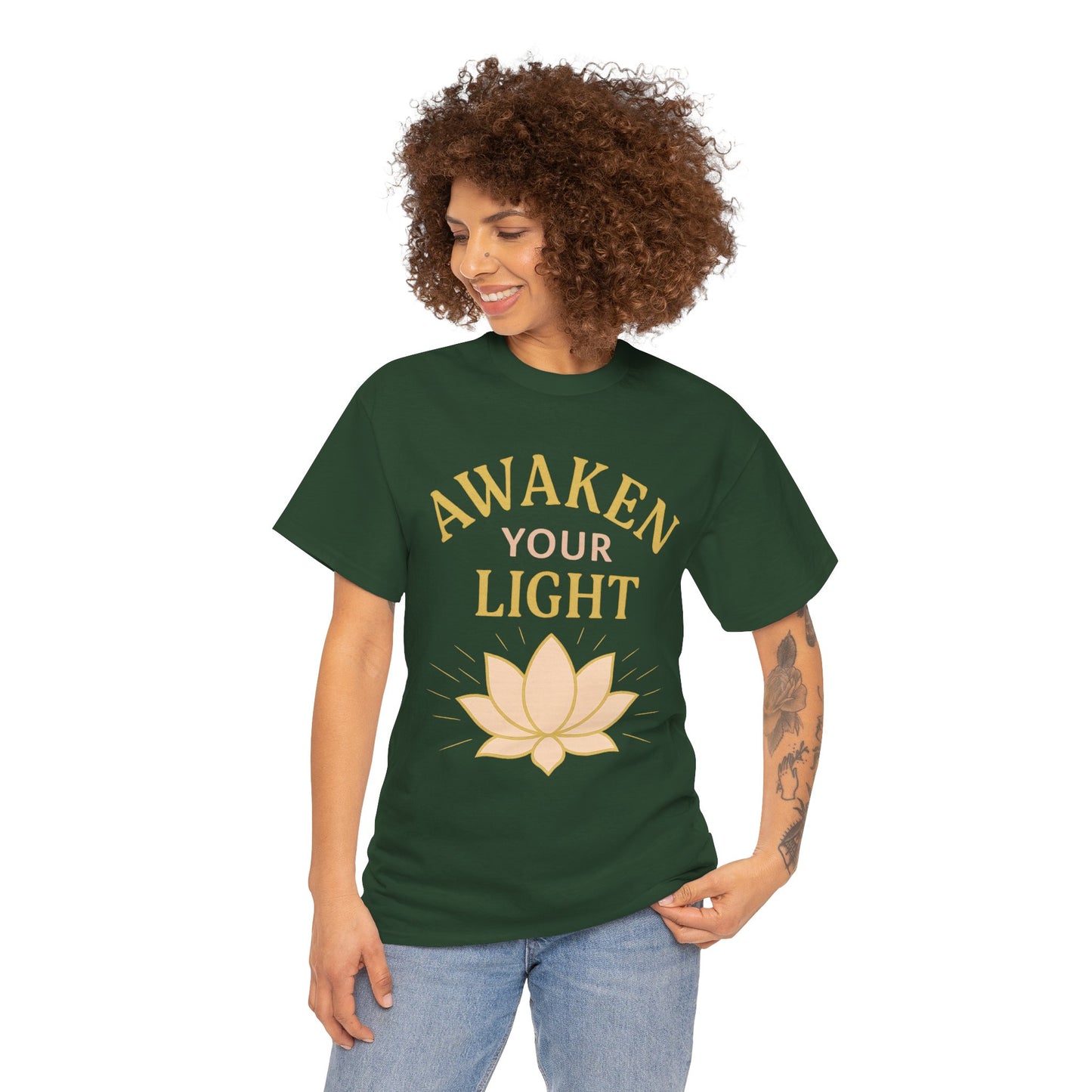 Awaken Your Light Unisex Tee - Inspirational Cotton Shirt for Mindfulness and Yoga