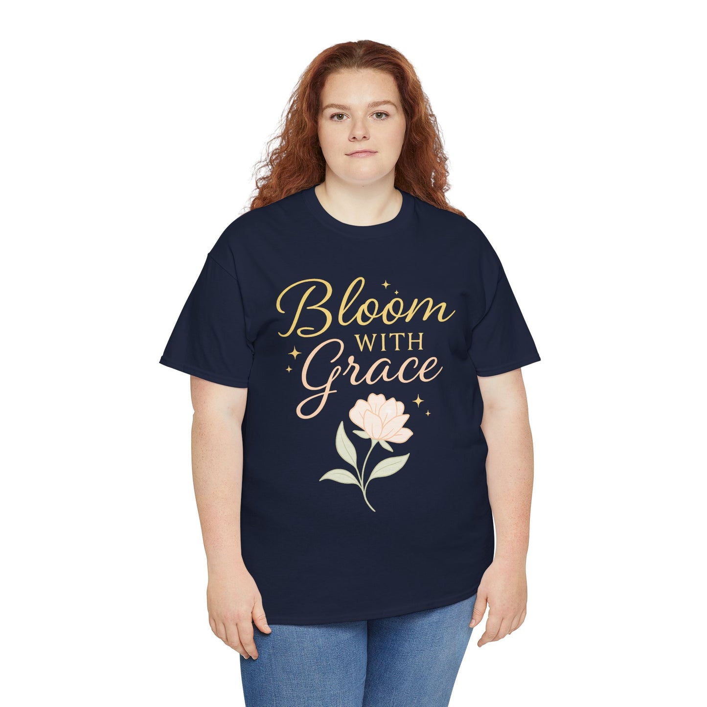 Bloom with Grace Unisex Heavy Cotton Tee - Inspirational Floral Shirt
