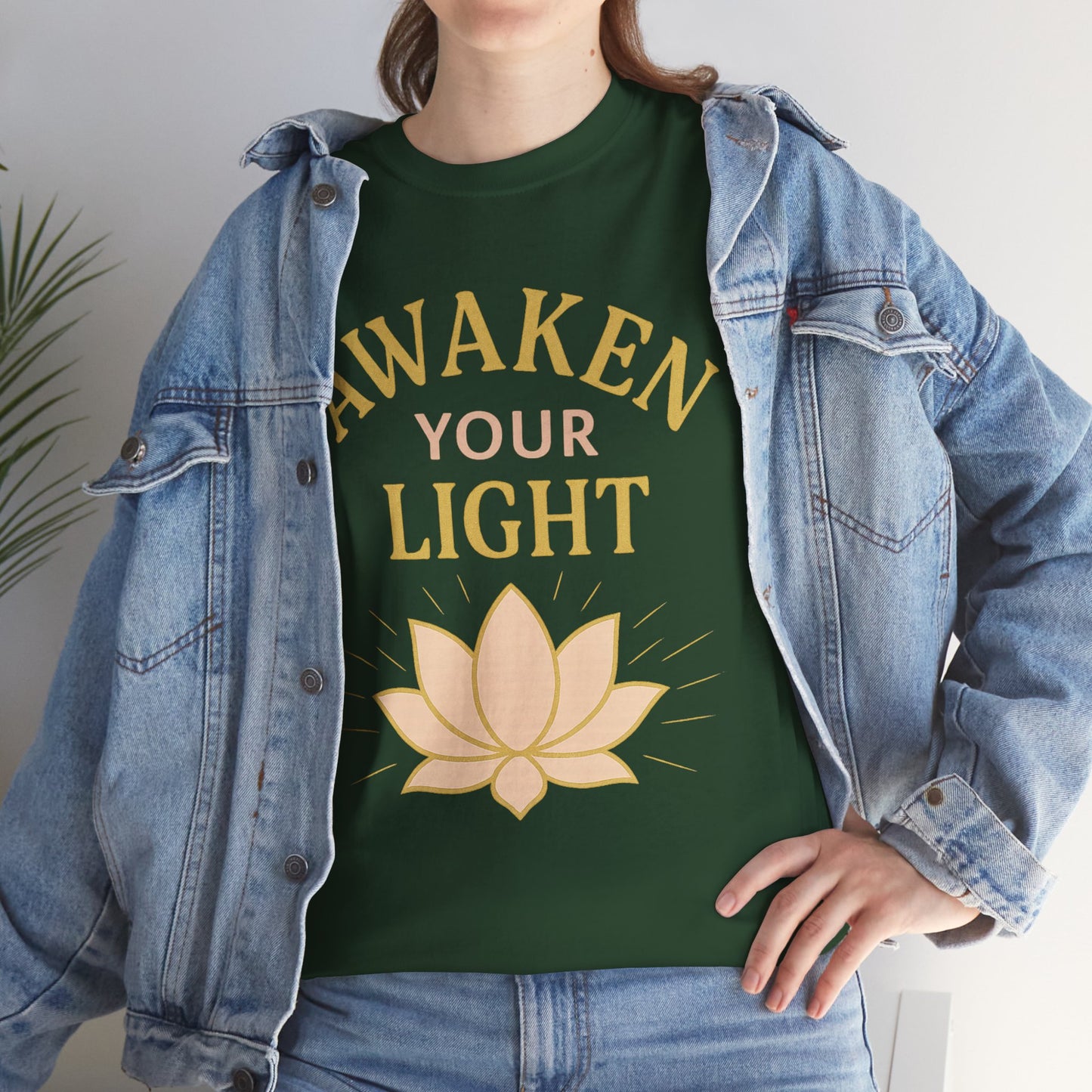 Awaken Your Light Unisex Tee - Inspirational Cotton Shirt for Mindfulness and Yoga