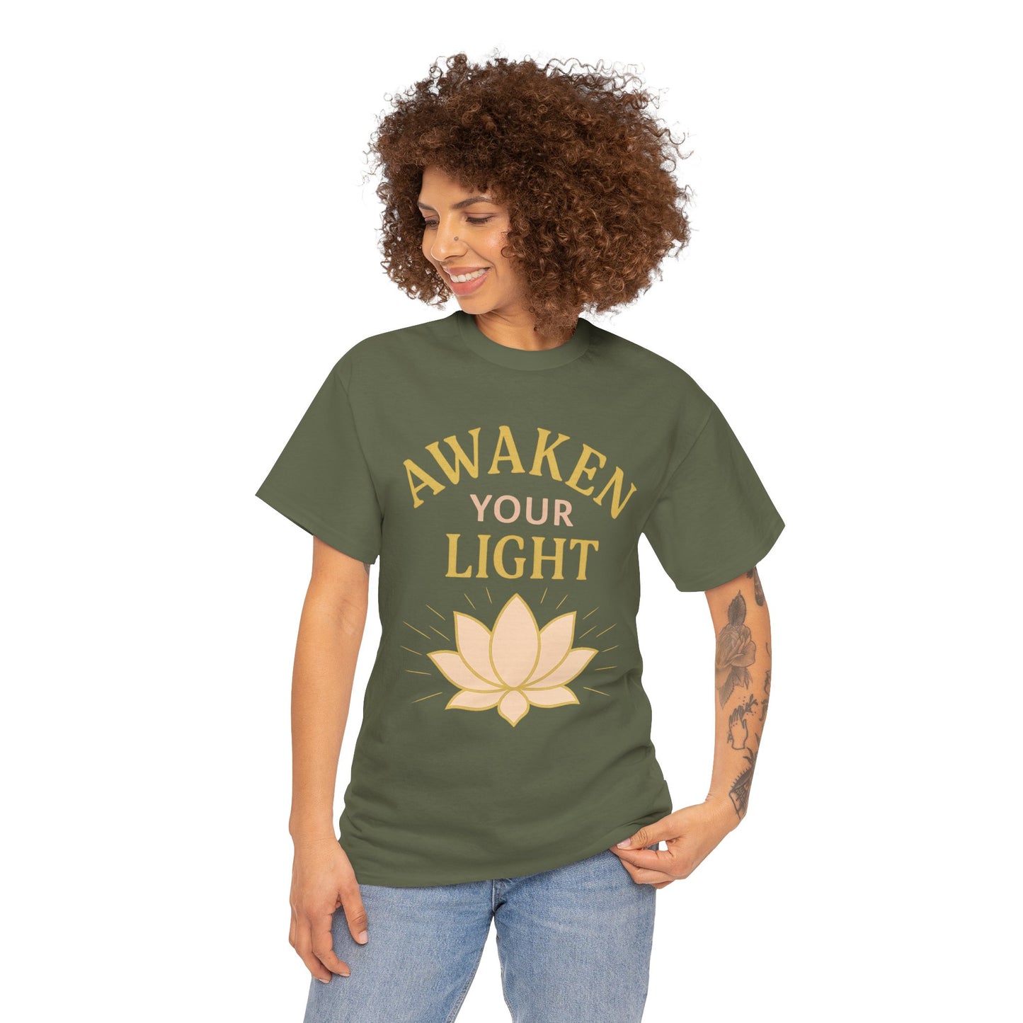 Awaken Your Light Unisex Tee - Inspirational Cotton Shirt for Mindfulness and Yoga