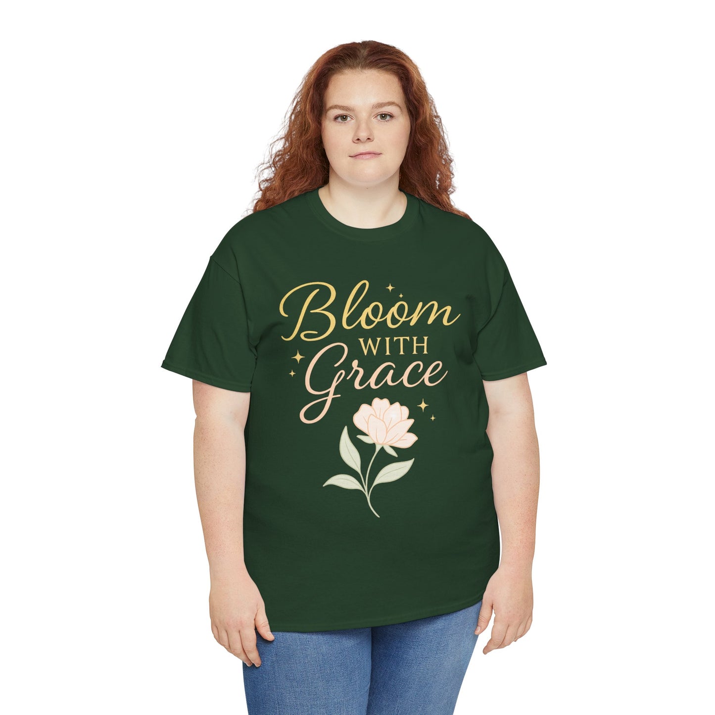 Bloom with Grace Unisex Heavy Cotton Tee - Inspirational Floral Shirt