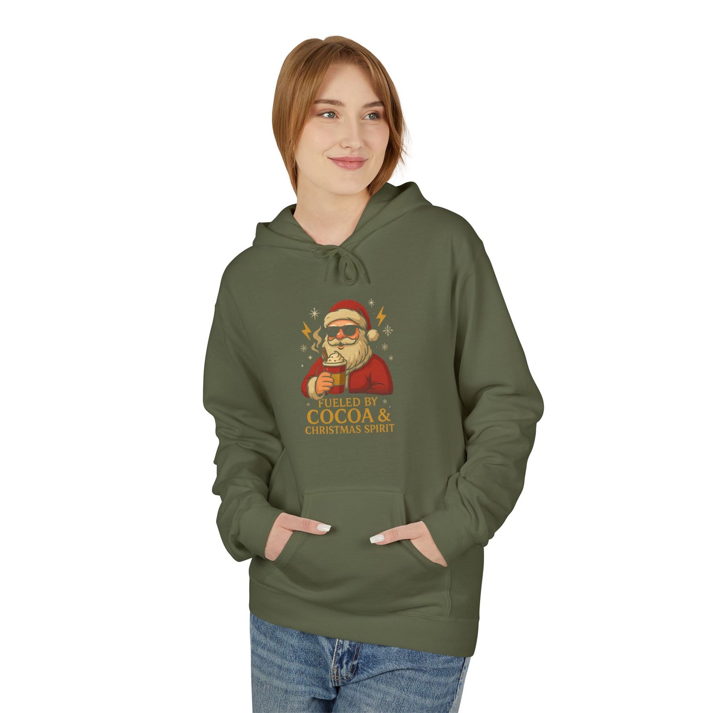 Christmas Cocoa Hoodie - 'Believe in Cocoa & Christmas Spirit' Festive Santa Sweatshirt