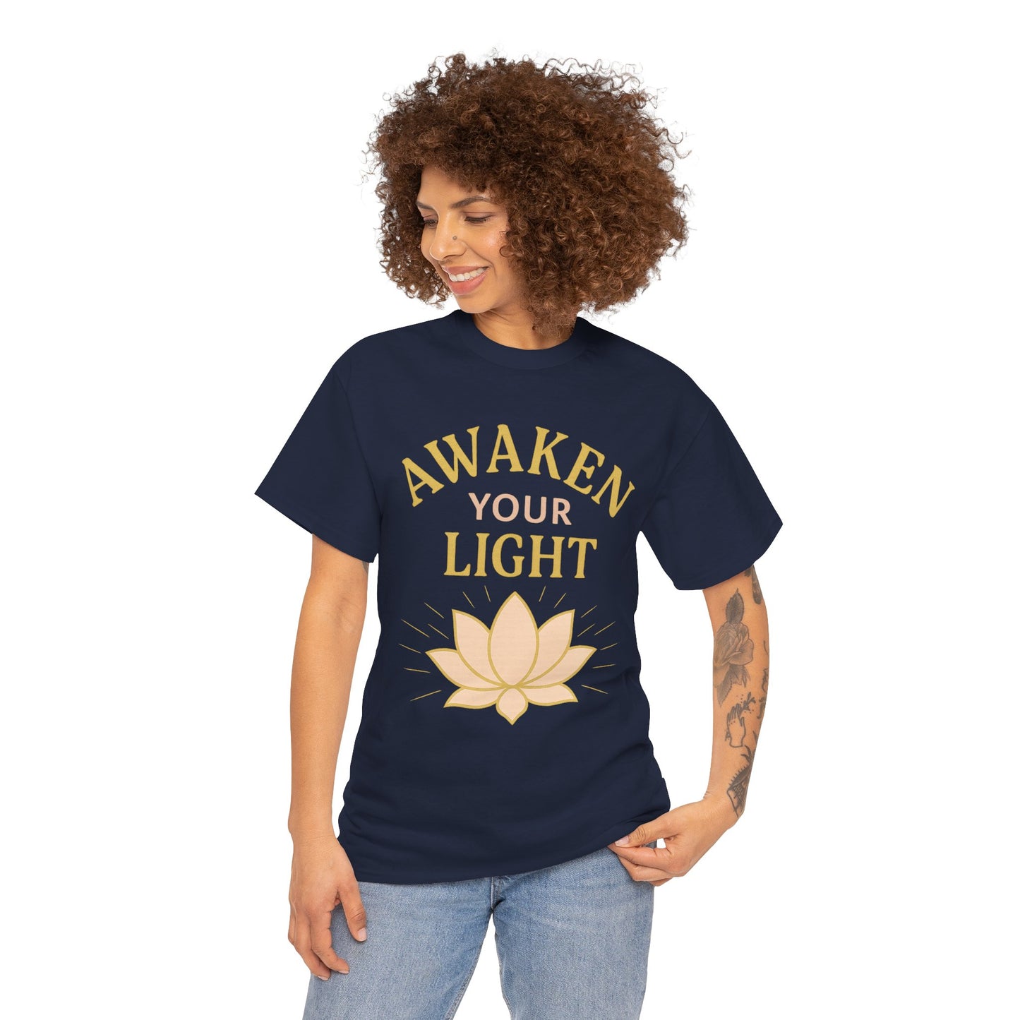 Awaken Your Light Unisex Tee - Inspirational Cotton Shirt for Mindfulness and Yoga
