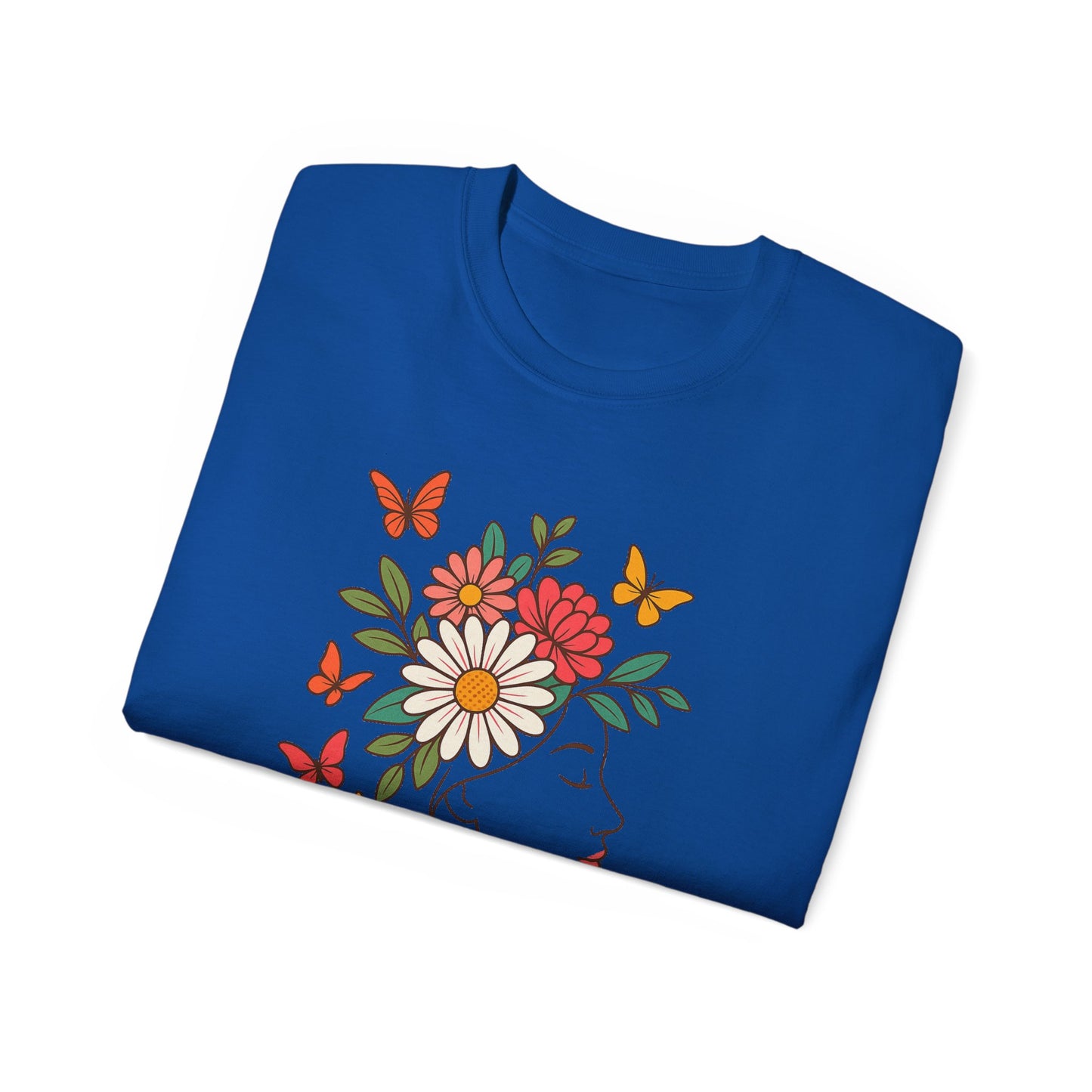 Blooming Spirit – Florales Damen T-Shirt mit zarter Linienkunst