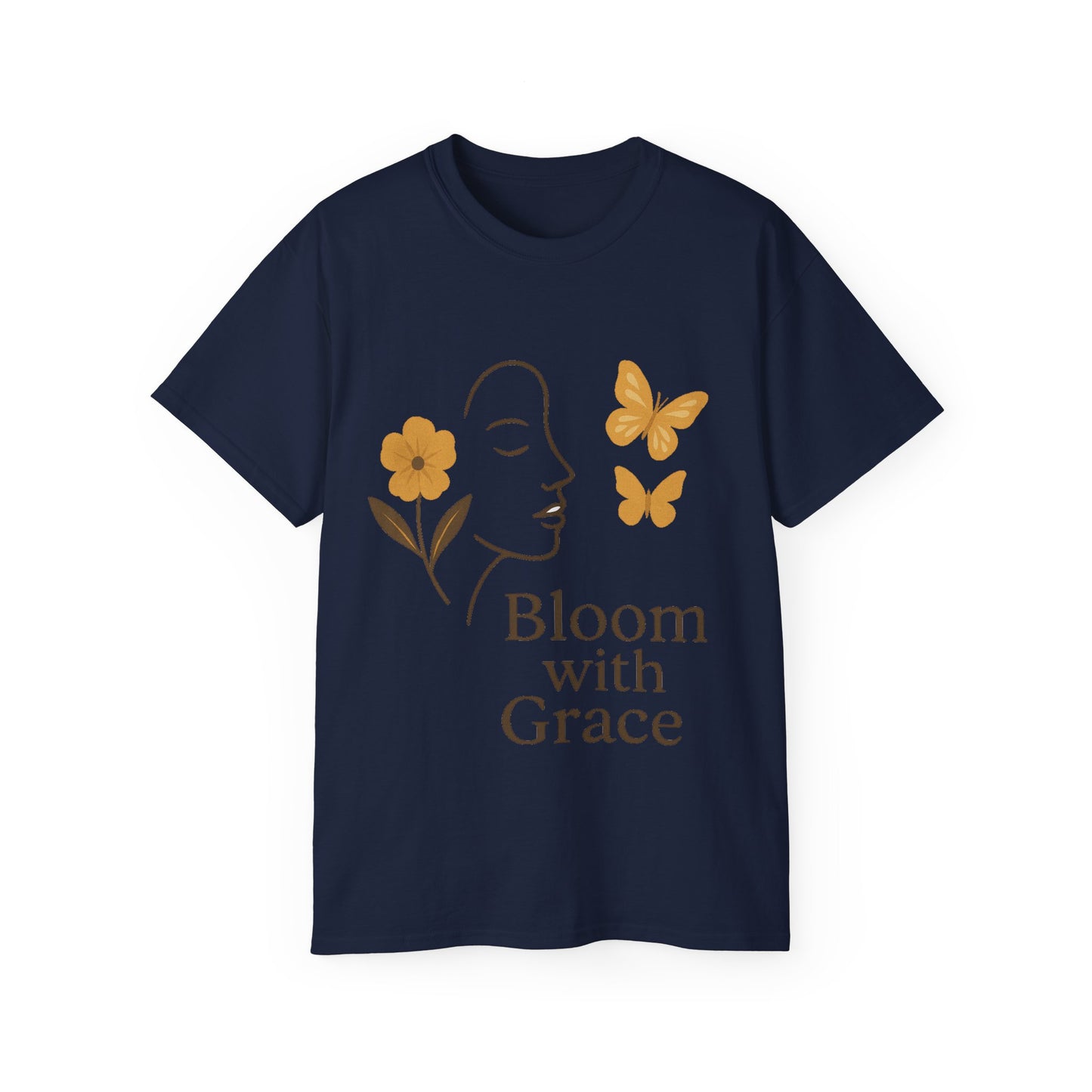 Bloom with Grace – Sanftes Vintage Damen T-Shirt mit Blumen & Schmetterlingen
