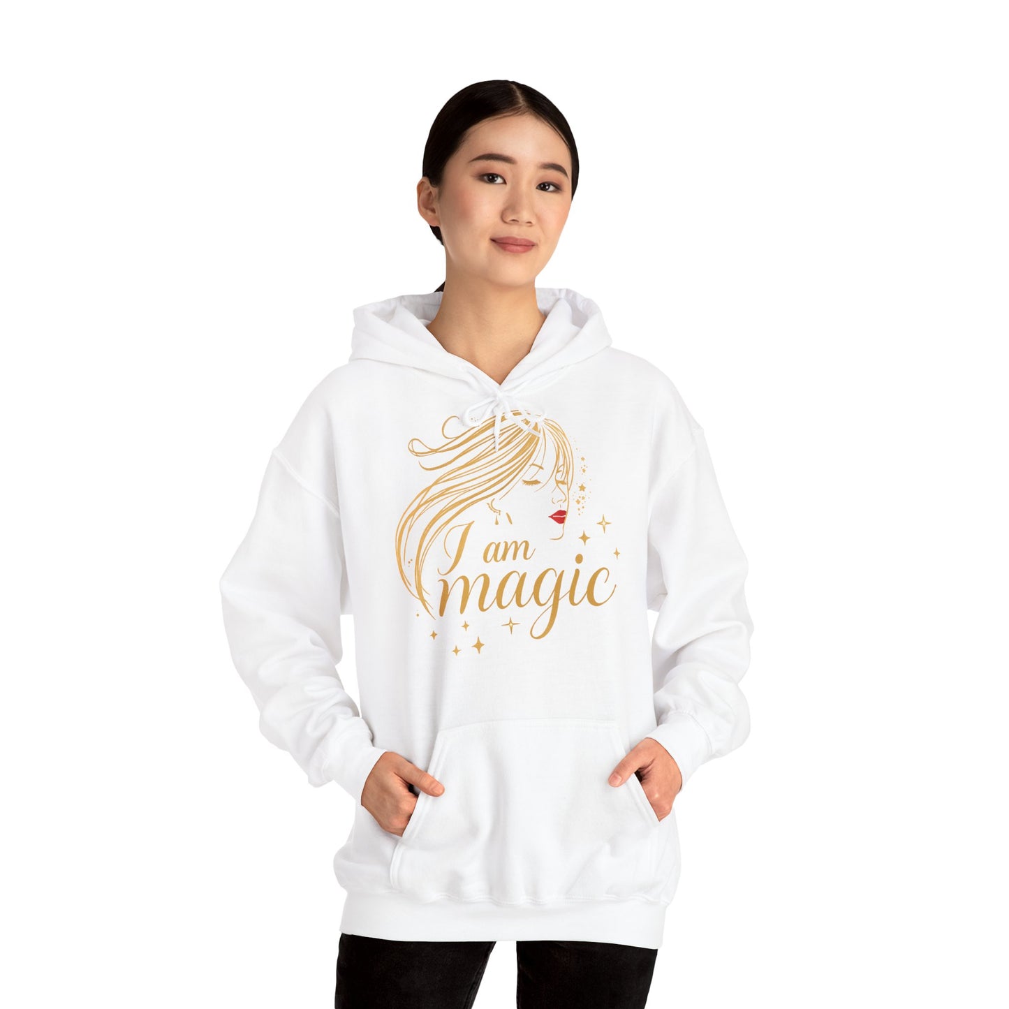 „I Am Magic“ Hoodie – Femininer Premium Kapuzenpullover mit goldener Illustration