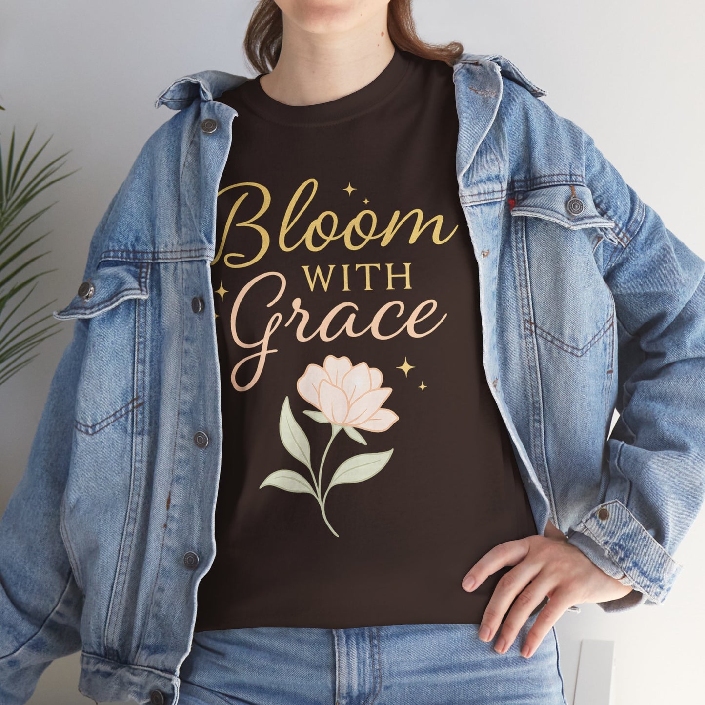 Bloom with Grace Unisex Heavy Cotton Tee - Inspirational Floral Shirt