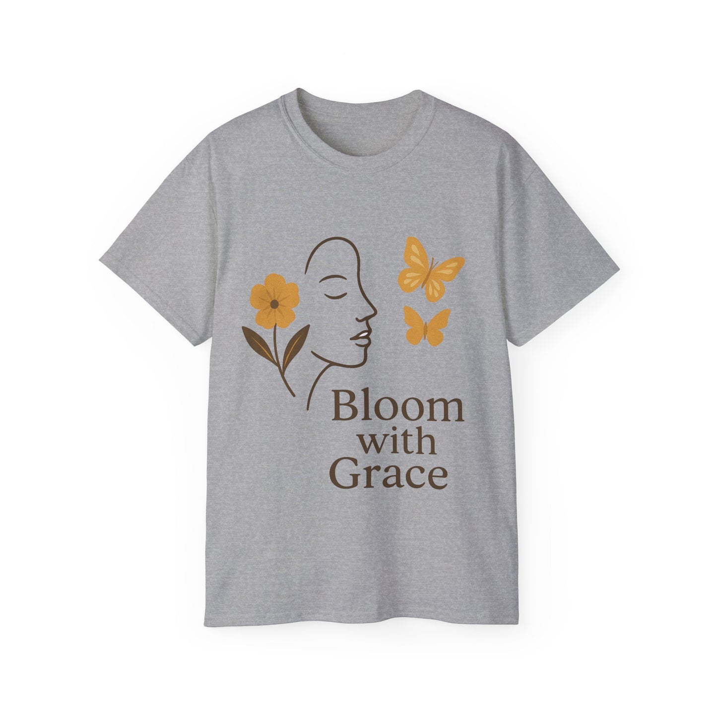 Bloom with Grace – Sanftes Vintage Damen T-Shirt mit Blumen & Schmetterlingen