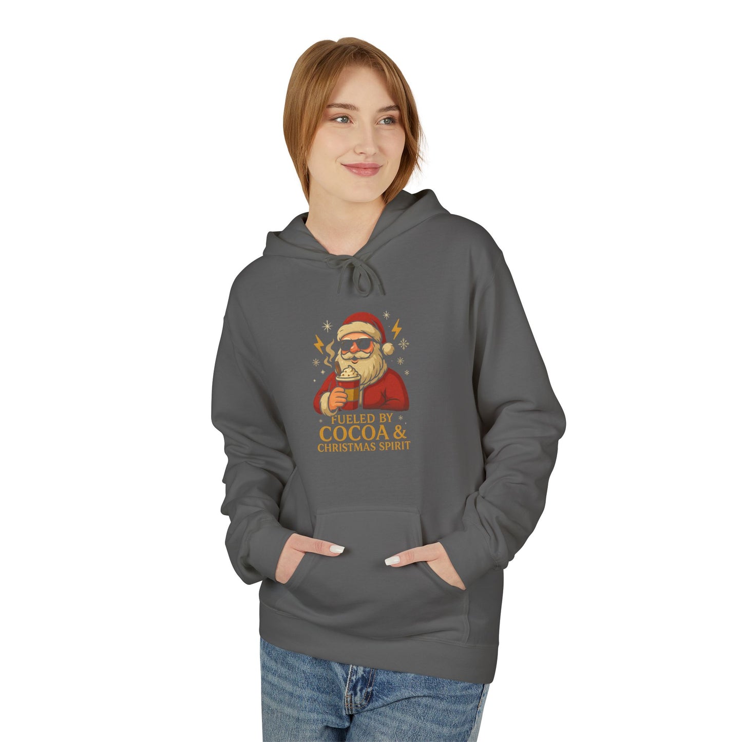 Christmas Cocoa Hoodie - 'Believe in Cocoa & Christmas Spirit' Festive Santa Sweatshirt
