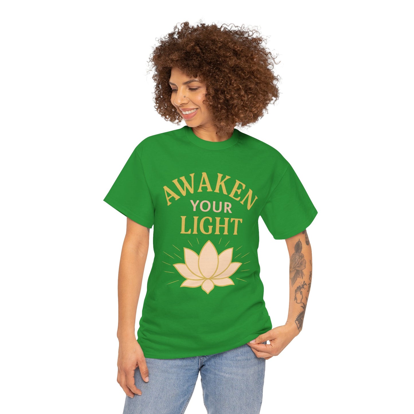 Awaken Your Light Unisex Tee - Inspirational Cotton Shirt for Mindfulness and Yoga