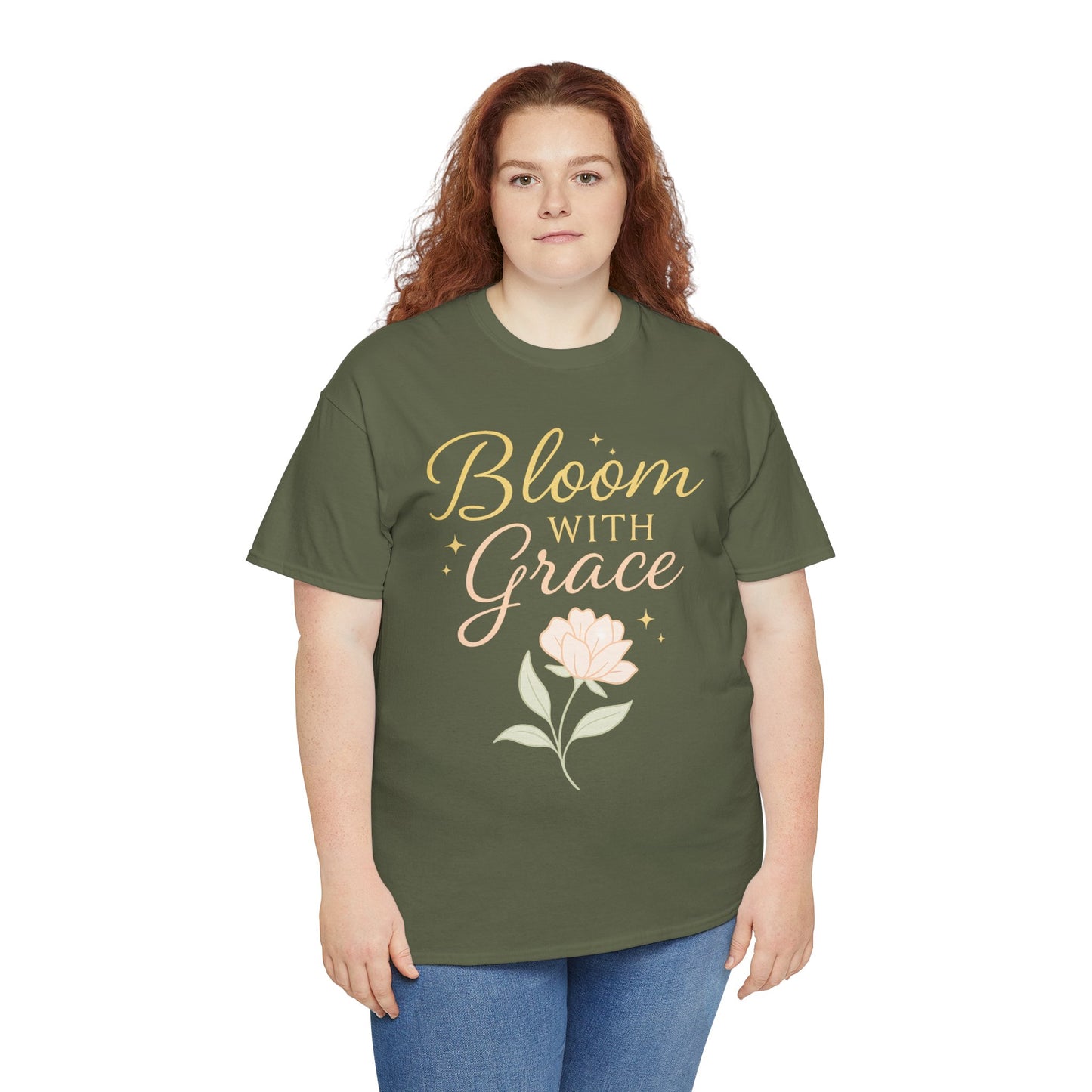 Bloom with Grace Unisex Heavy Cotton Tee - Inspirational Floral Shirt