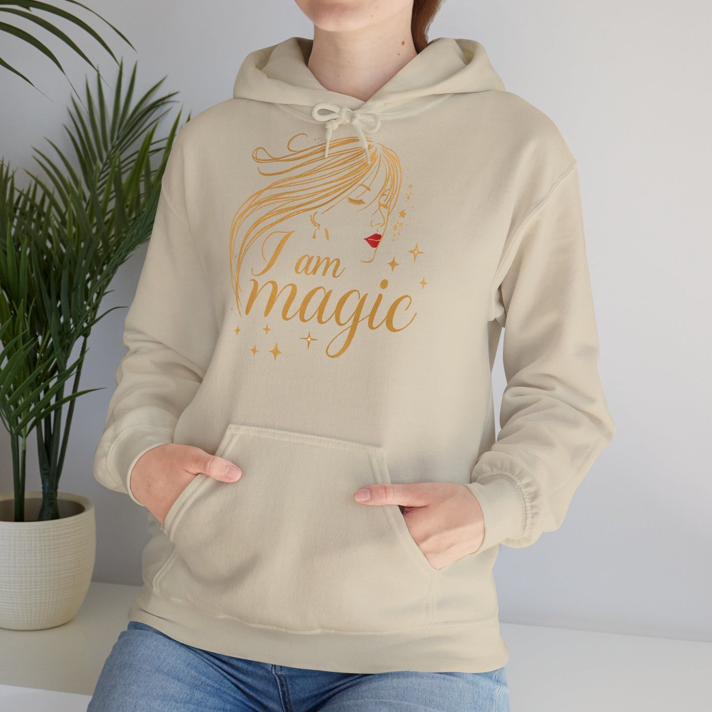 „I Am Magic“ Hoodie – Femininer Premium Kapuzenpullover mit goldener Illustration