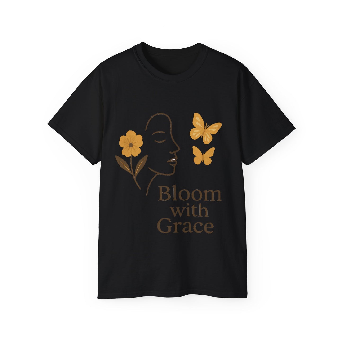 Bloom with Grace – Sanftes Vintage Damen T-Shirt mit Blumen & Schmetterlingen