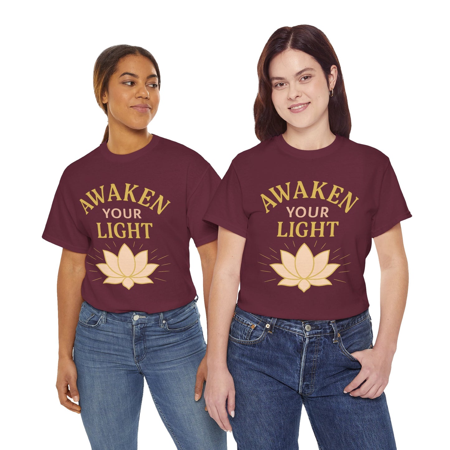 Awaken Your Light Unisex Tee - Inspirational Cotton Shirt for Mindfulness and Yoga