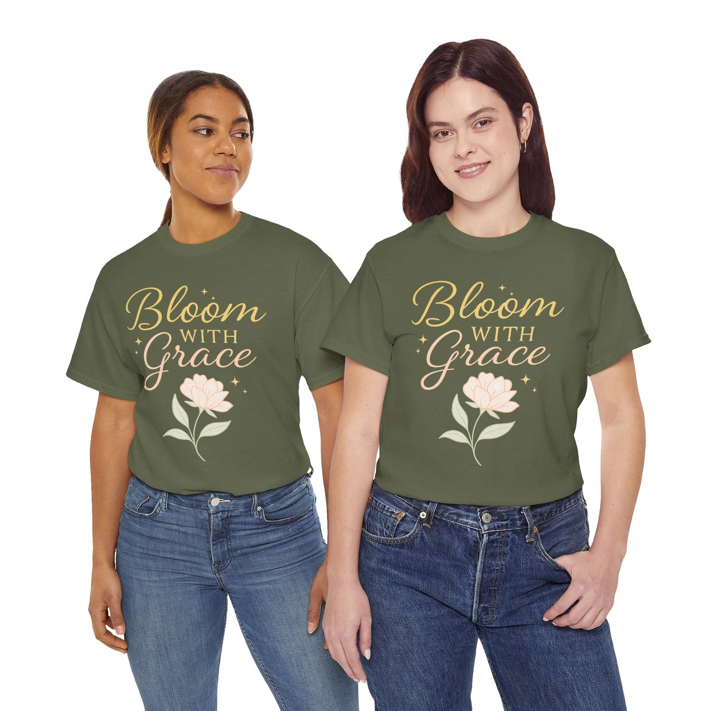 Bloom with Grace Unisex Heavy Cotton Tee - Inspirational Floral Shirt