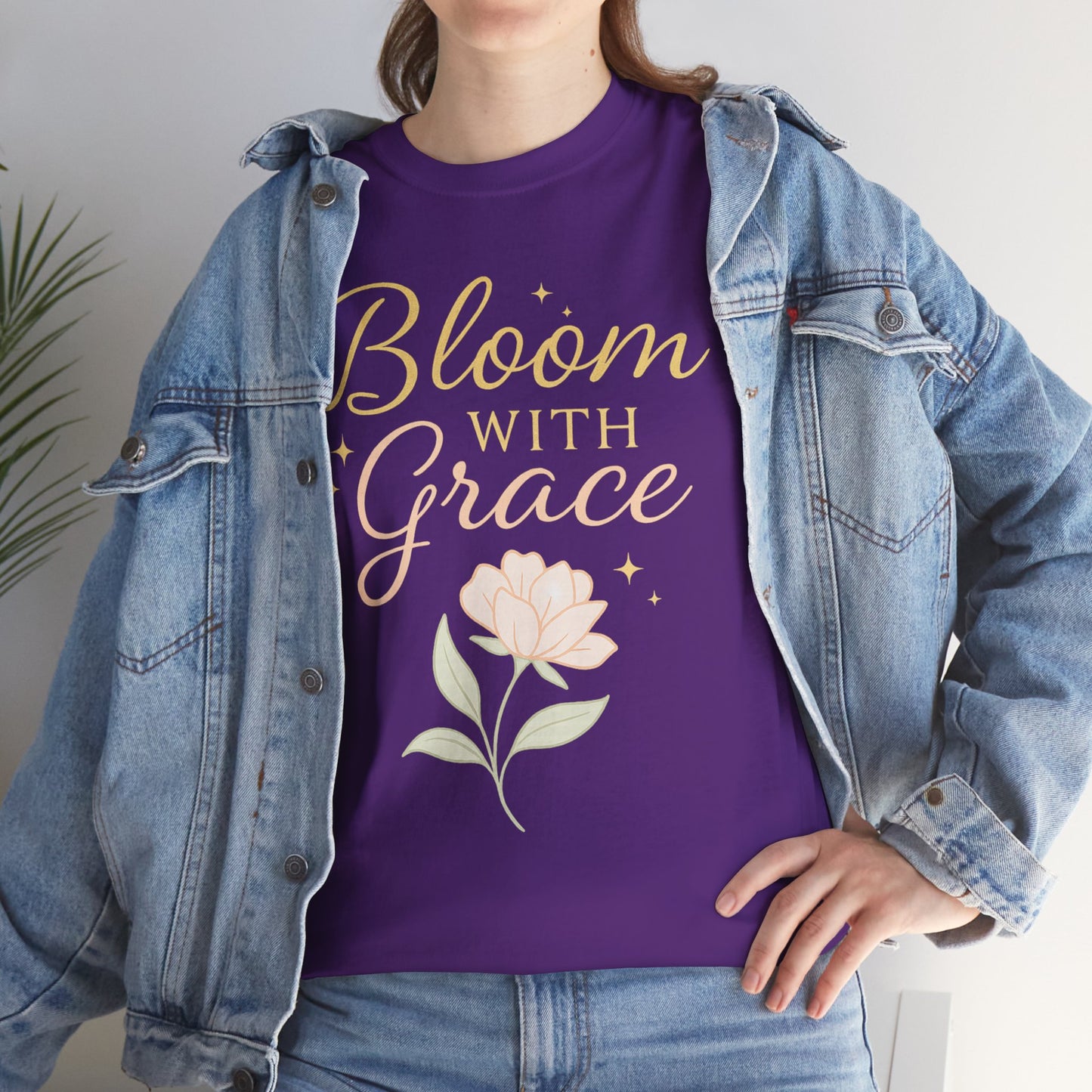 Bloom with Grace Unisex Heavy Cotton Tee - Inspirational Floral Shirt