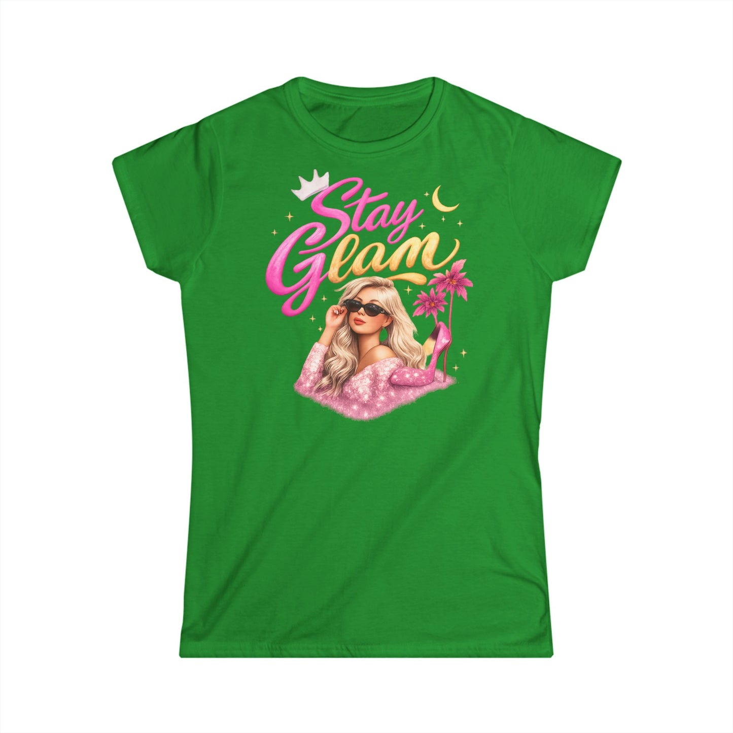 Stay Glam Graphic Tee — Retro Pink Blonde Fashionista Shirt