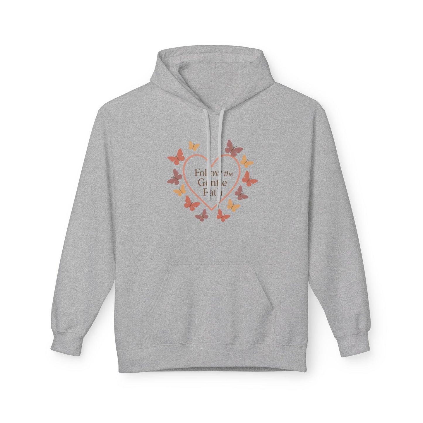 Follow the Gentle Path” – Weicher Hoodie mit Herz- und Schmetterlingsmotiv
