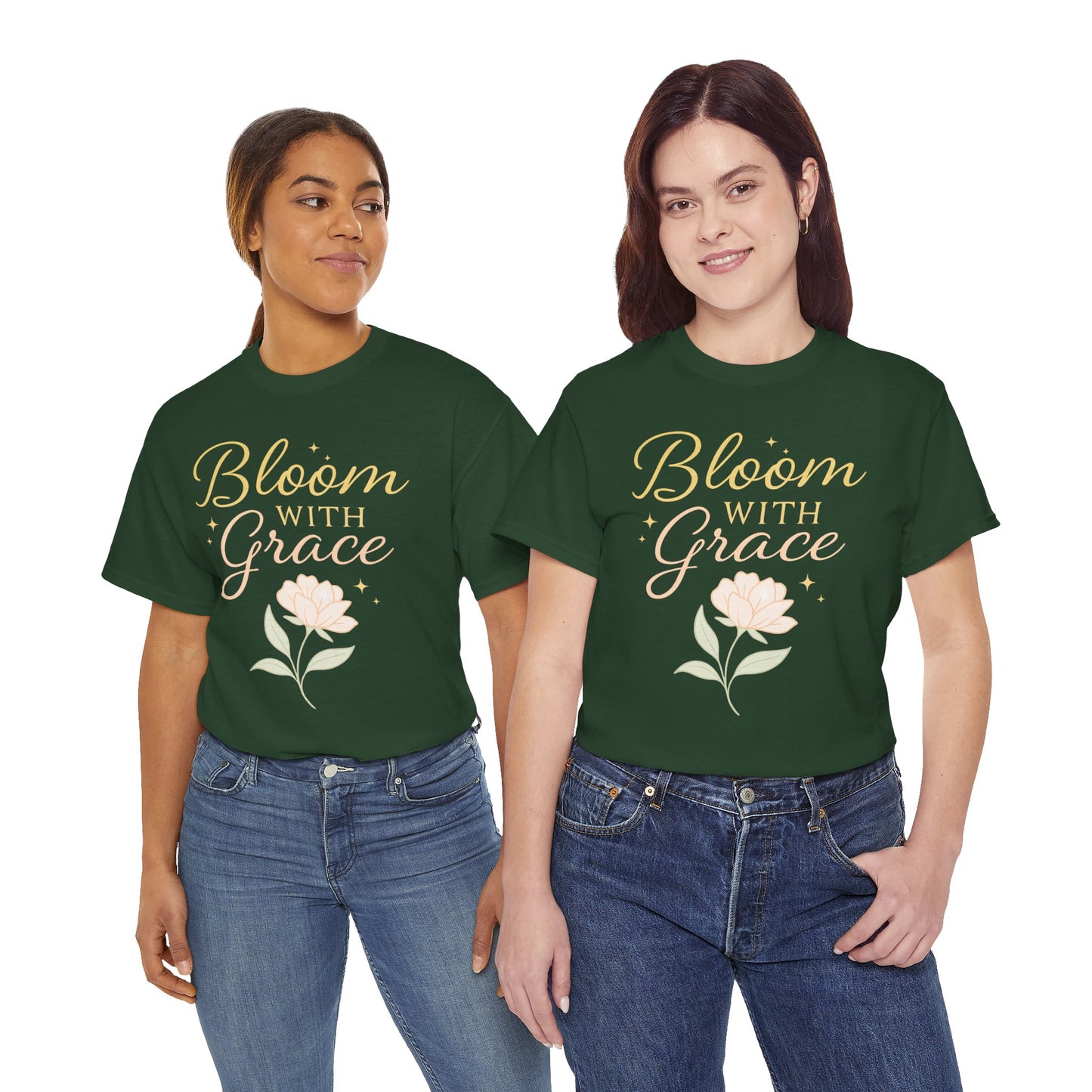 Bloom with Grace Unisex Heavy Cotton Tee - Inspirational Floral Shirt