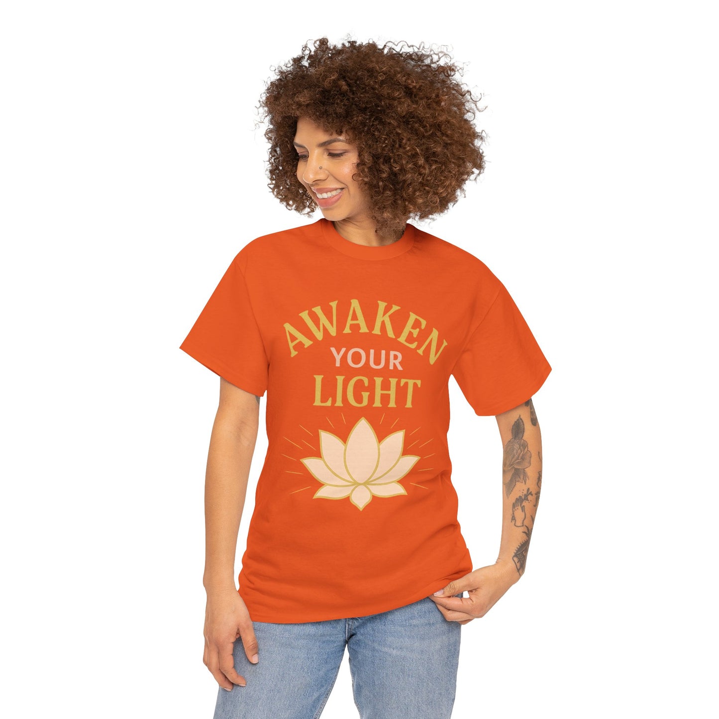 Awaken Your Light Unisex Tee - Inspirational Cotton Shirt for Mindfulness and Yoga