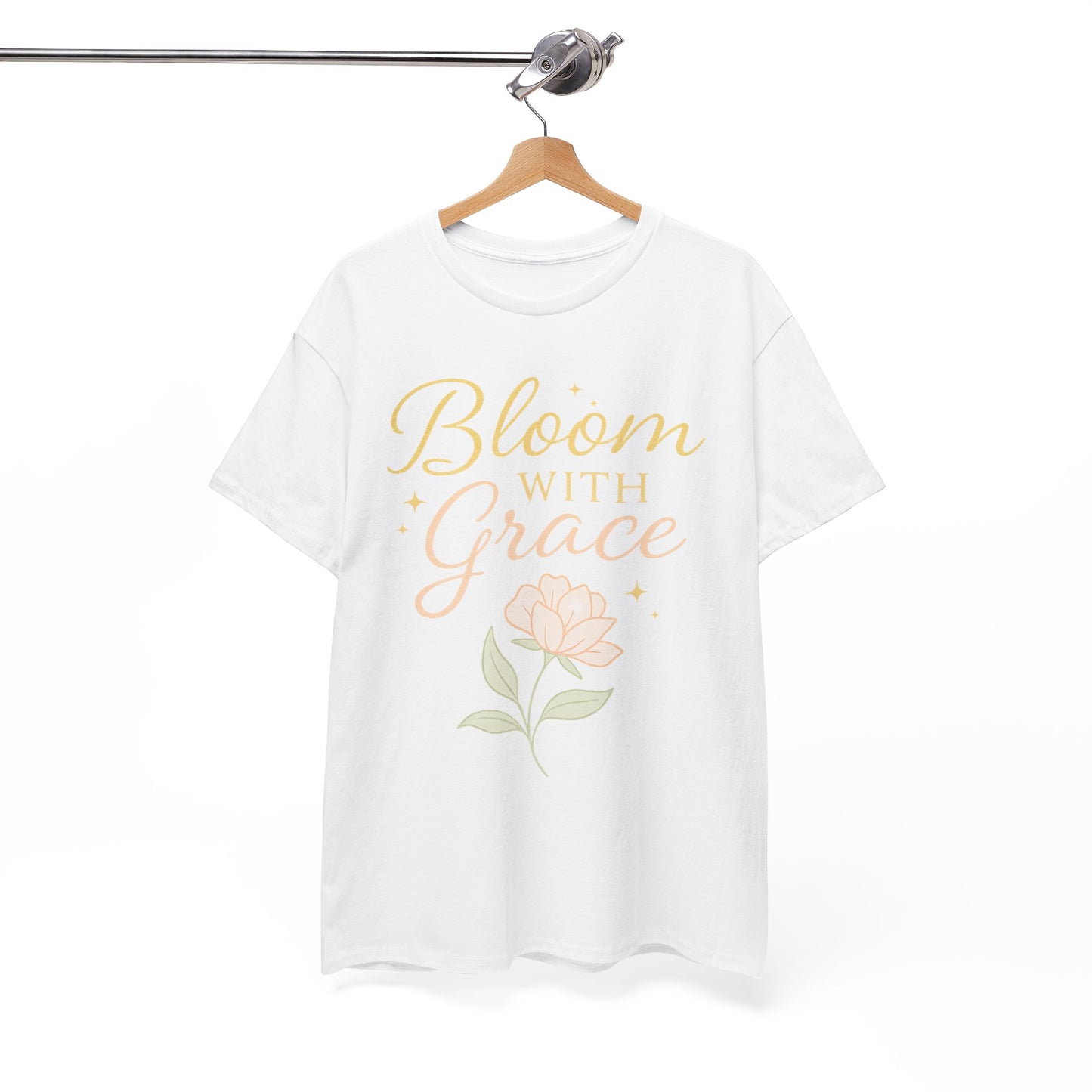 Bloom with Grace Unisex Heavy Cotton Tee - Inspirational Floral Shirt