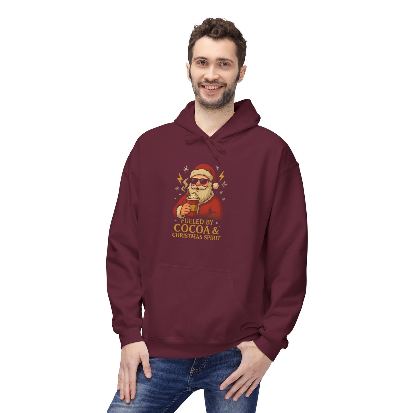 Christmas Cocoa Hoodie - 'Believe in Cocoa & Christmas Spirit' Festive Santa Sweatshirt