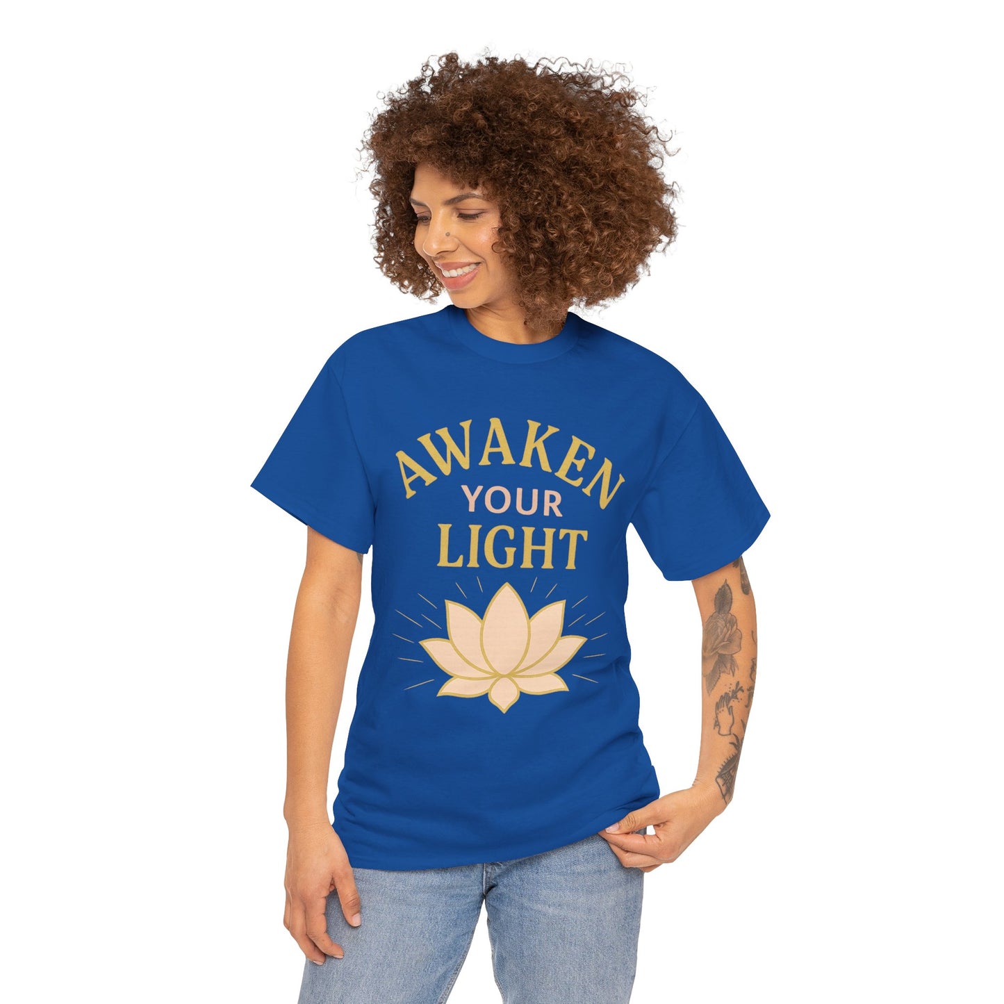 Awaken Your Light Unisex Tee - Inspirational Cotton Shirt for Mindfulness and Yoga